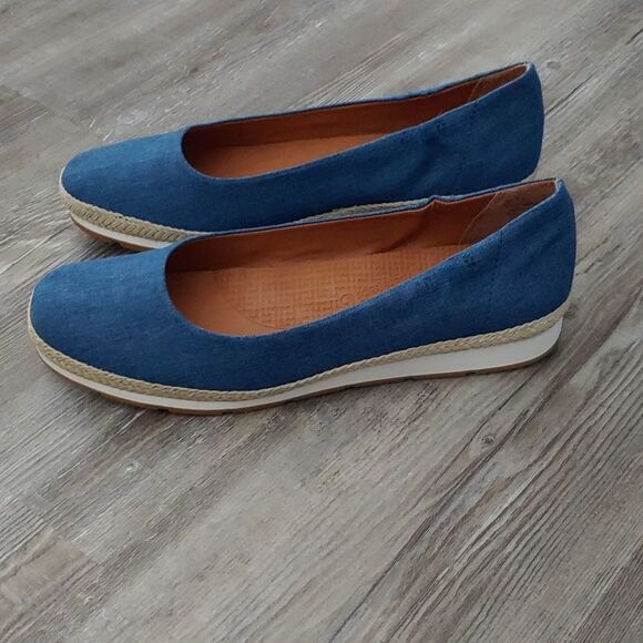 BareTraps Posture Plus blue denim flats Sz 9.5 - Picture 3 of 8